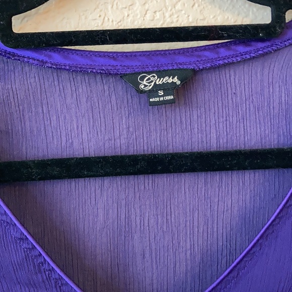 Vintage Y2k Sheer Fly Away Textured Cinch Purple Top Size Small - Picture 3 of 3